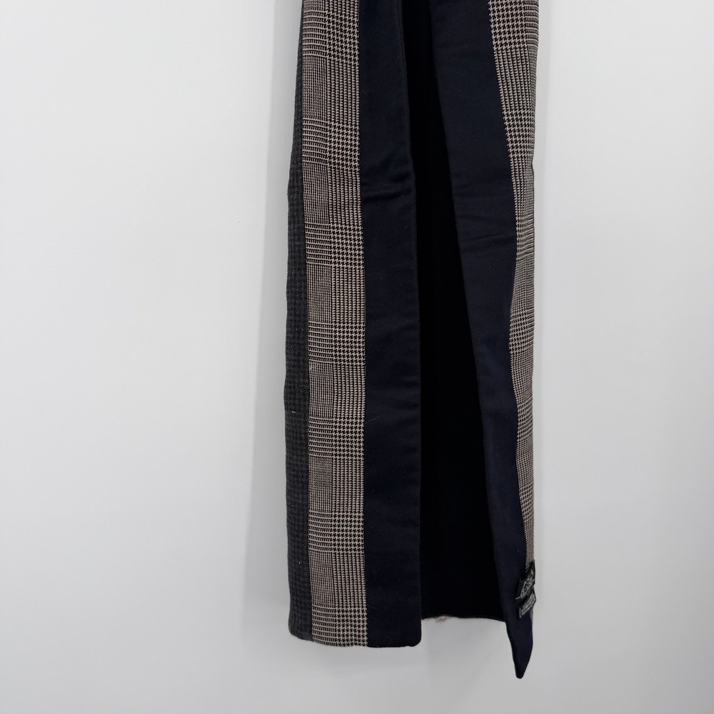 Jos A Bank Scarf Cashmere Camel Hair Silk Navy Brown Plaid Herringbone Mens - Picture 5 of 7